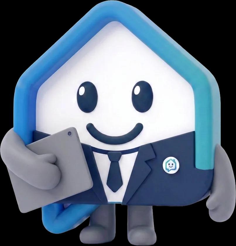 La mascotte Flatsearch nei panni di un property manager